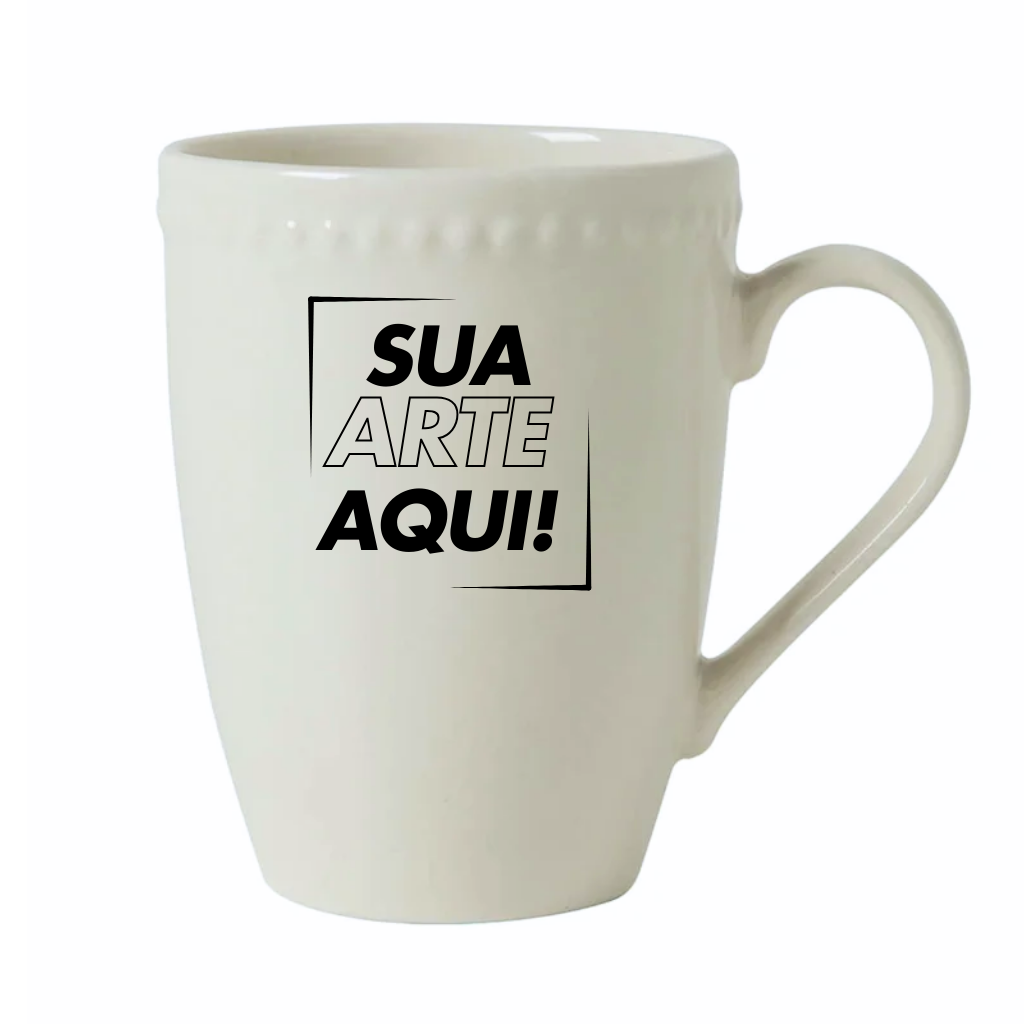Caneca Perla Off White Cerâmica Branca 300ml