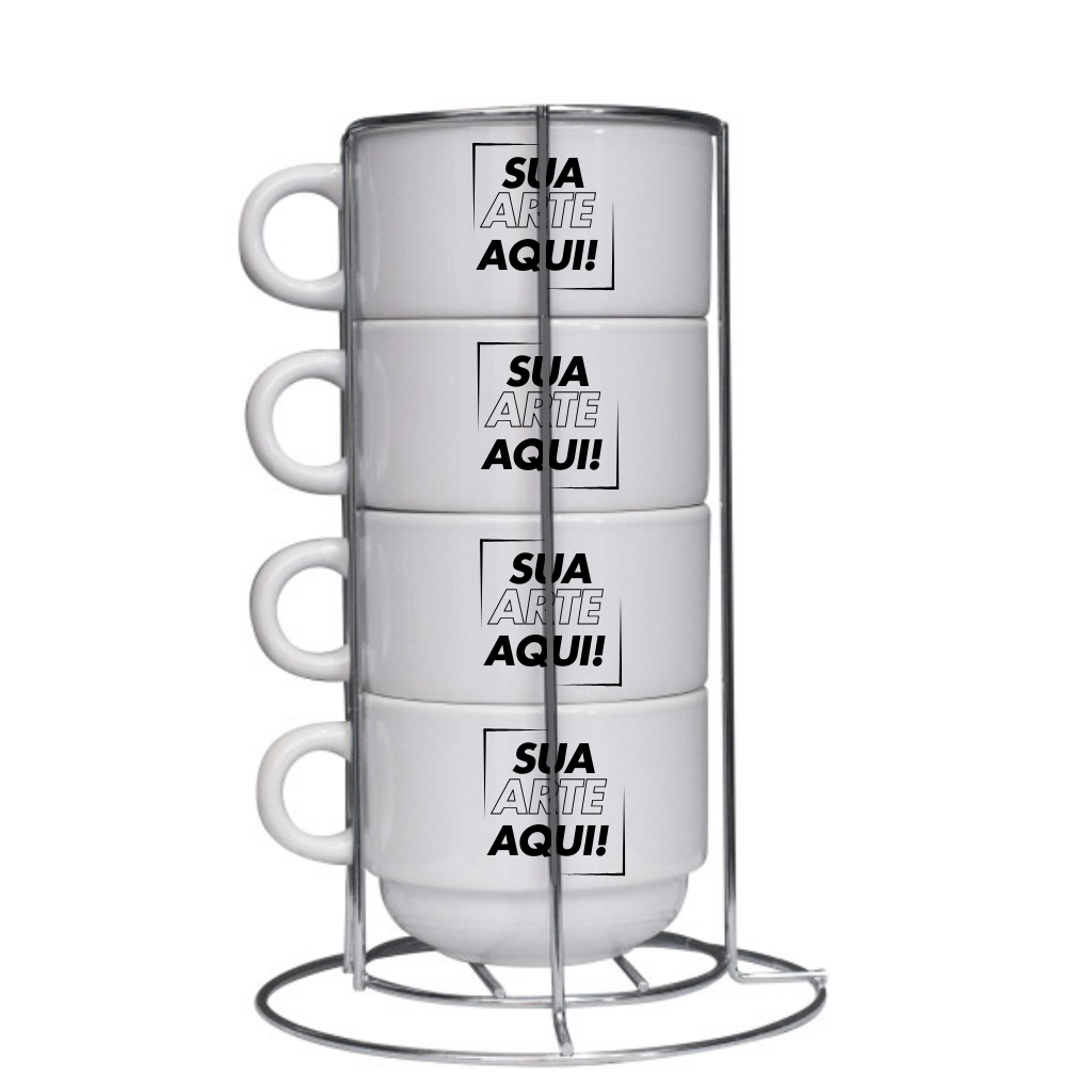 Kit com Suporte e 4 Xícaras 150ml