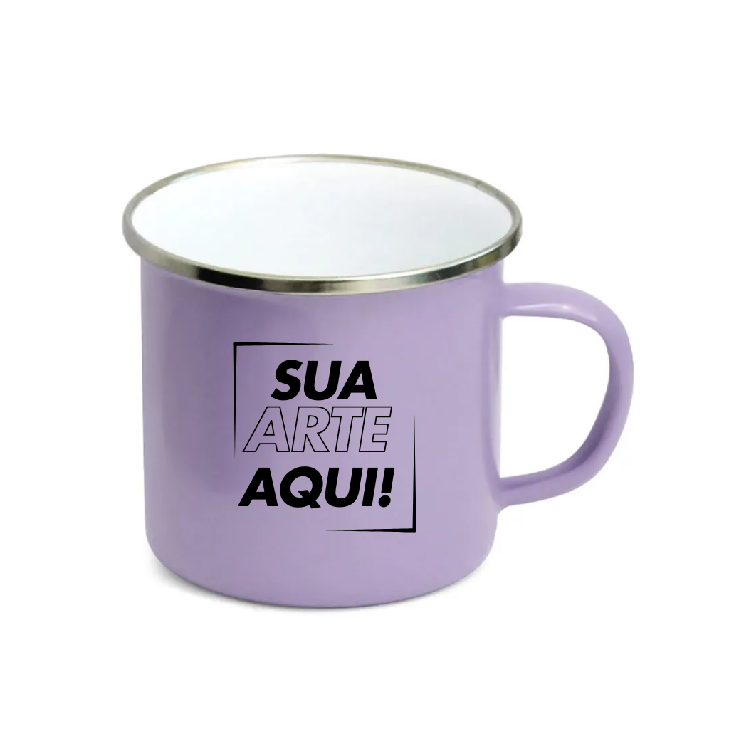 Caneca Esmaltada Borda Prata 235ml