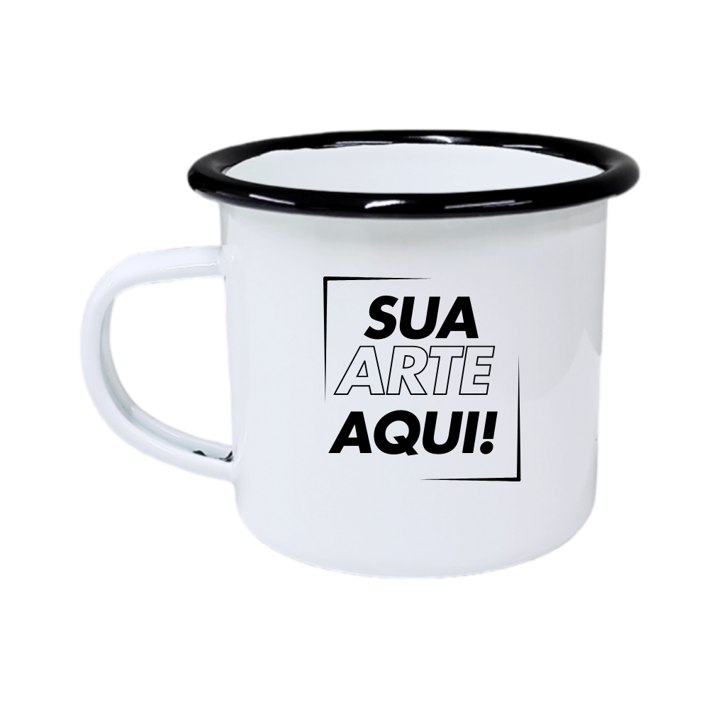 Caneca Esmaltada Borda Preta 235ml