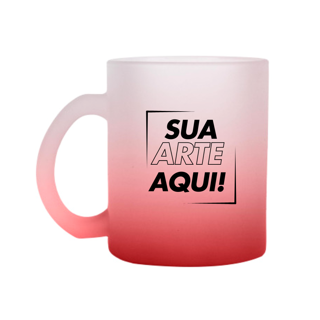 Caneca Vidro Jateada Degrade 325ml