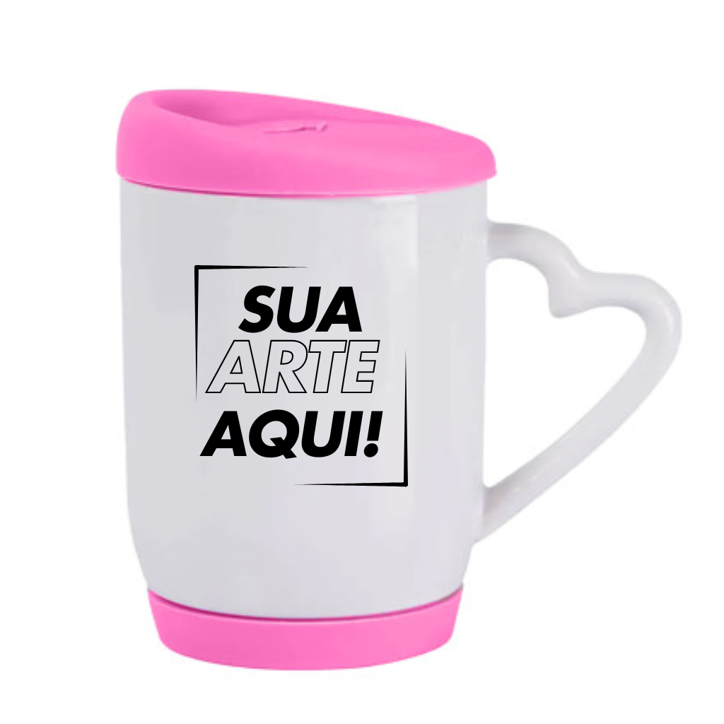 Caneca Cerâmica Tampa Silicone 365ml