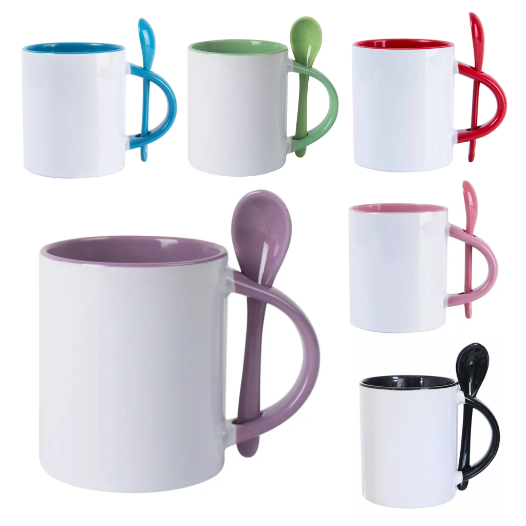 Caneca Cerâmica com Colher Tradicional 325ml - Imagem 3