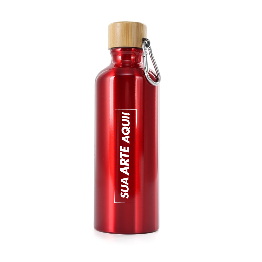 Garrafa de Alumínio Tampa de Bambu 500ml