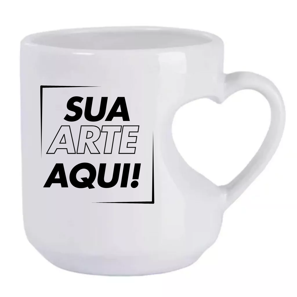 Caneca Cerâmica Alça Coração 325ml