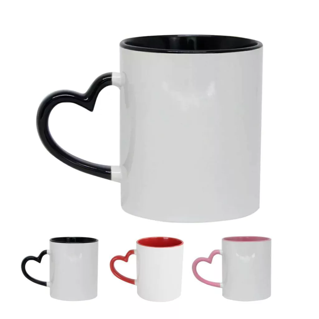 Caneca Cerâmica Alça Coração Colorido 325ml - Imagem 3