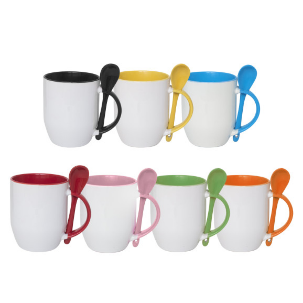Caneca Cerâmica Curva com Colher 325ml - Imagem 4