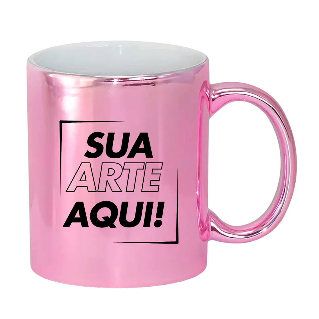 Caneca Cerâmica Cromada 325ml