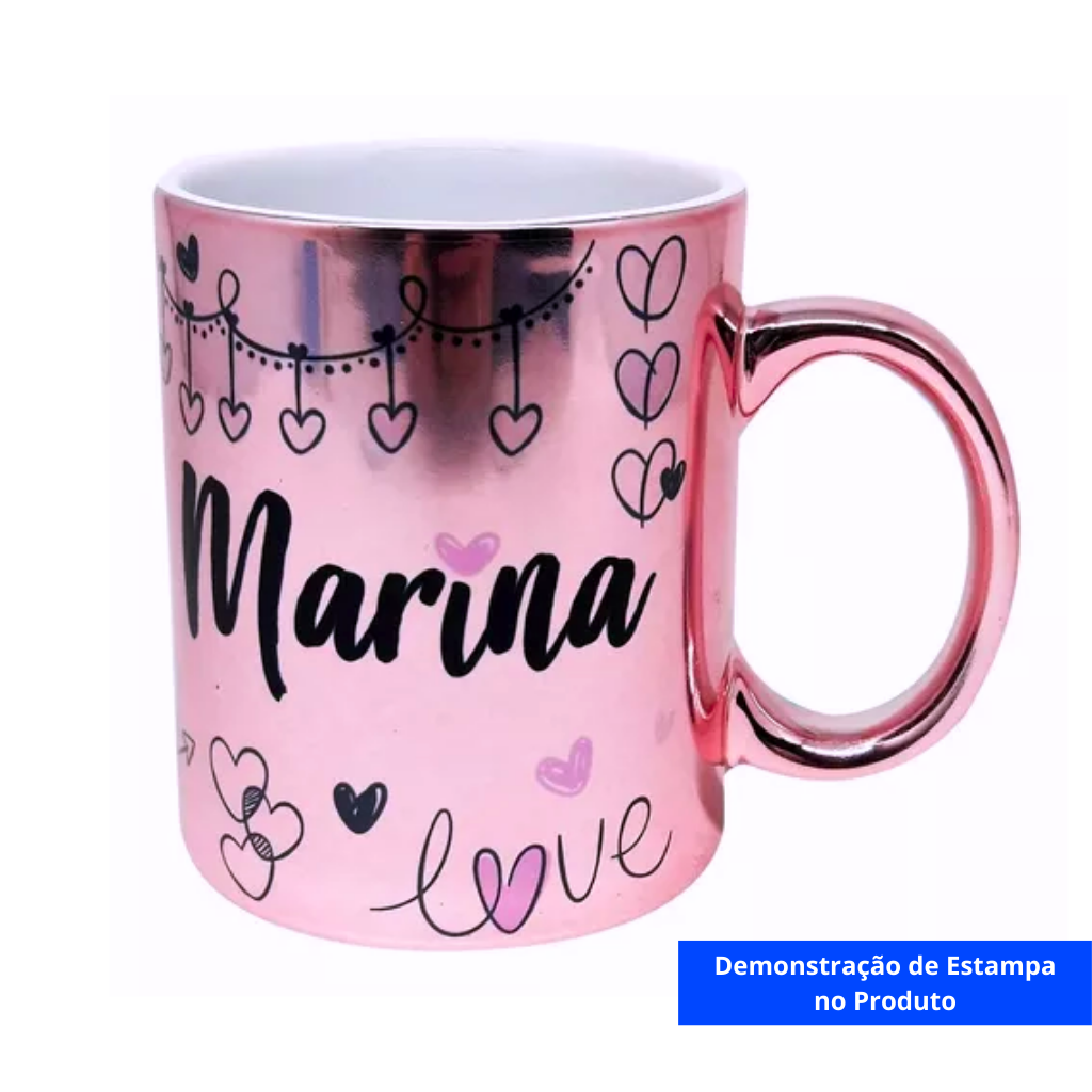 Caneca Cerâmica Cromada 325ml - Imagem 3
