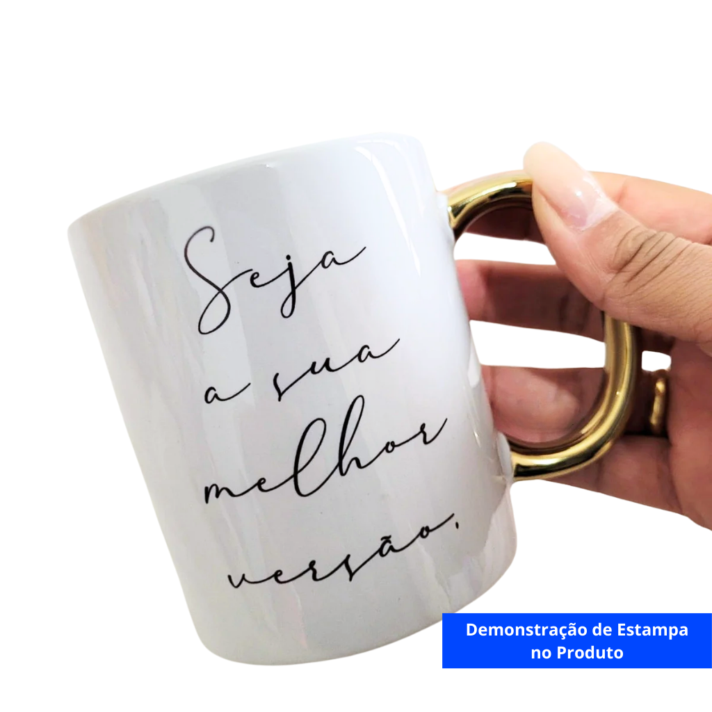 Caneca Cerâmica Alça Cromada 325ml - Imagem 3