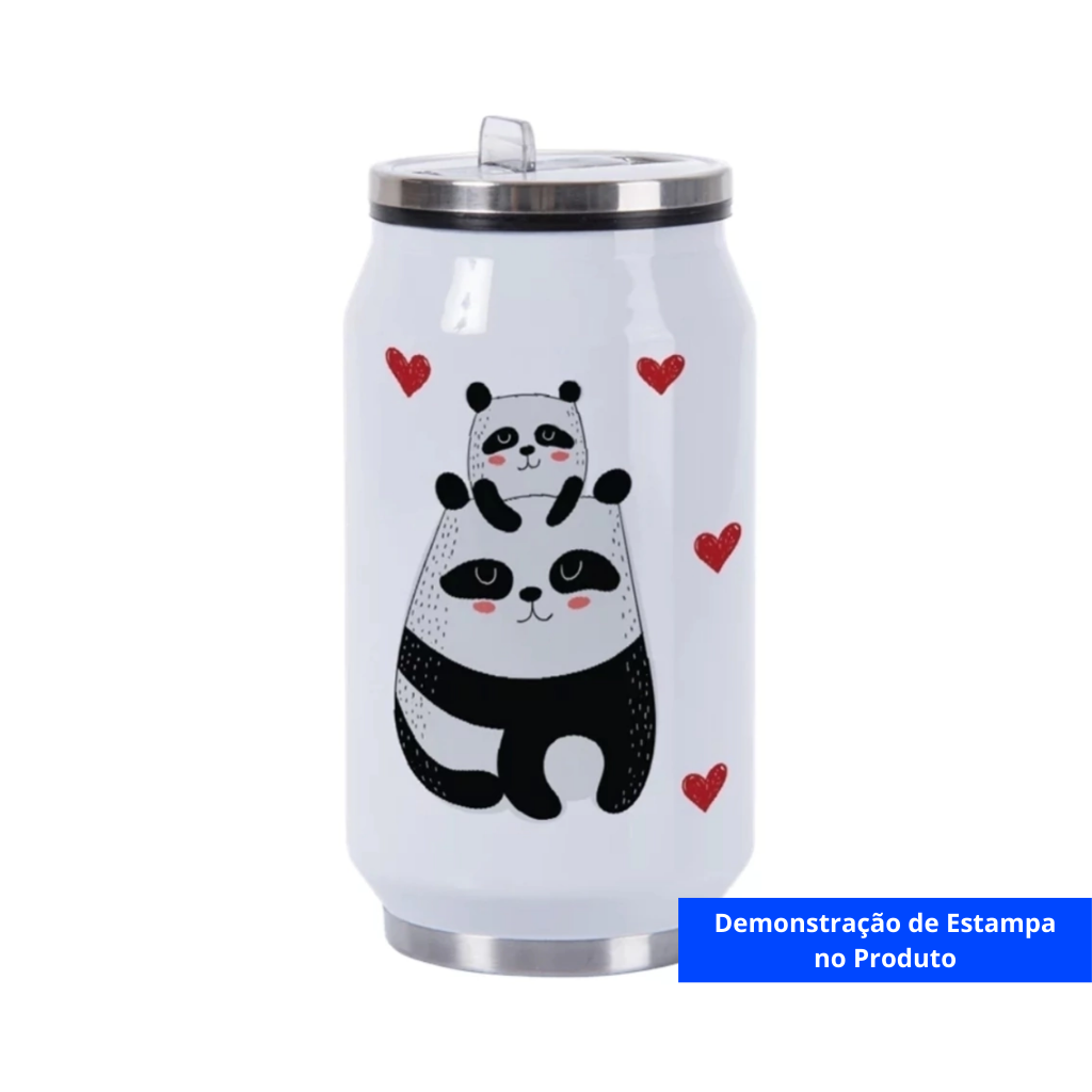 Copo Térmico Inox Modelo Lata com Tampa e Canudo 300ml - Imagem 3