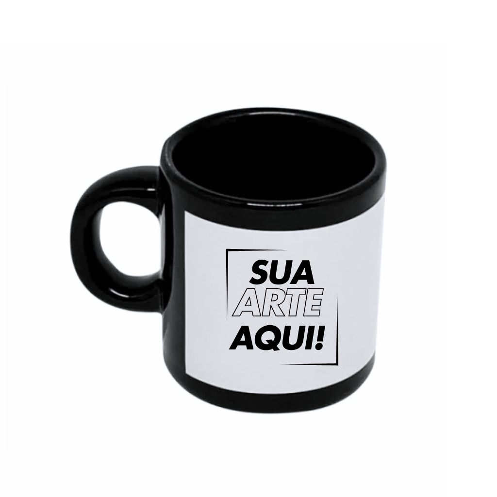 Caneca Preta Tarja Branca 177ml