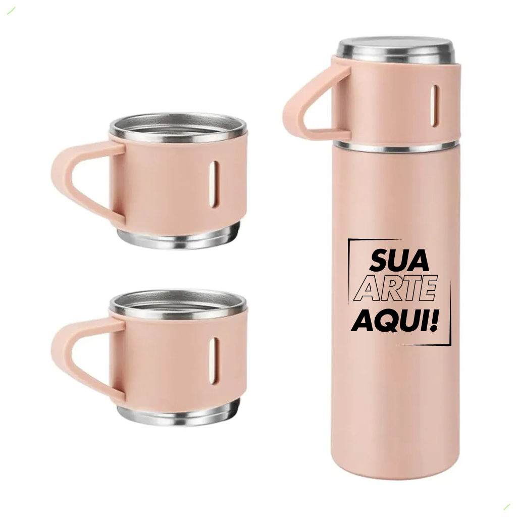 Kit Garrafa Térmica com 3 Xícaras 500ml
