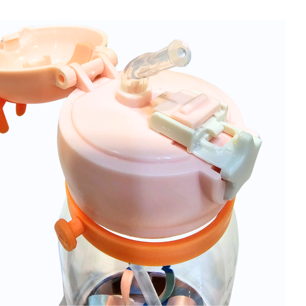 Garrafa Infantil Plástica com Bico de Silicone e Canudo 600ml - Imagem 4
