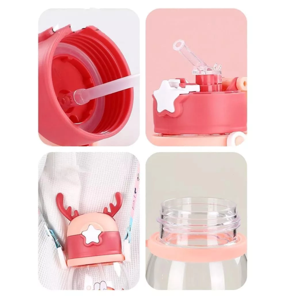 Garrafa Infantil Plástica com Bico de Silicone e Canudo 600ml - Imagem 6